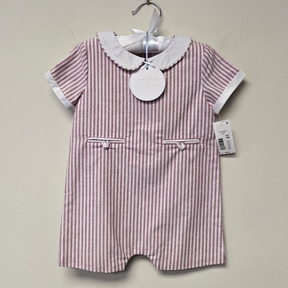Edgehill Collection The Broke Brooke Jensen Woven Stripe Romper Red 18M - Picture 2 of 8